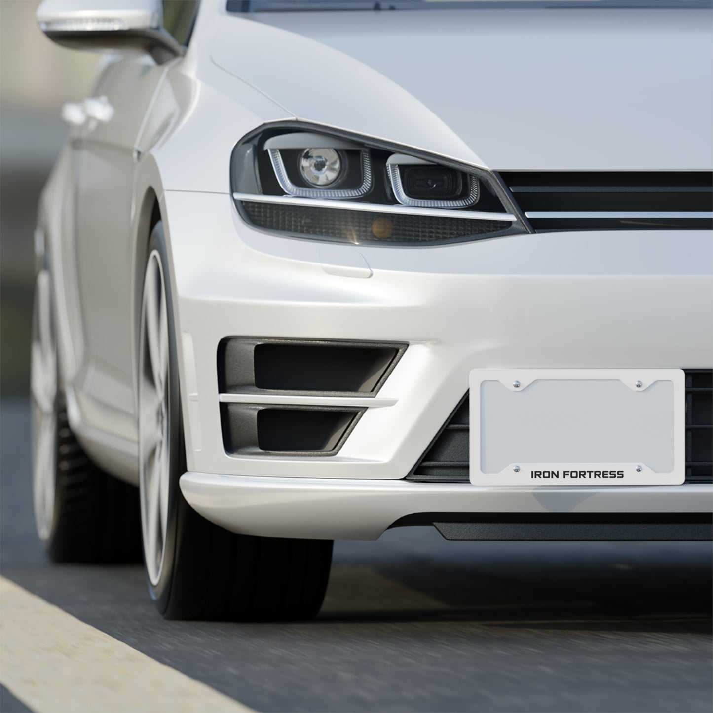 Tactical White Metal License Plate Frame