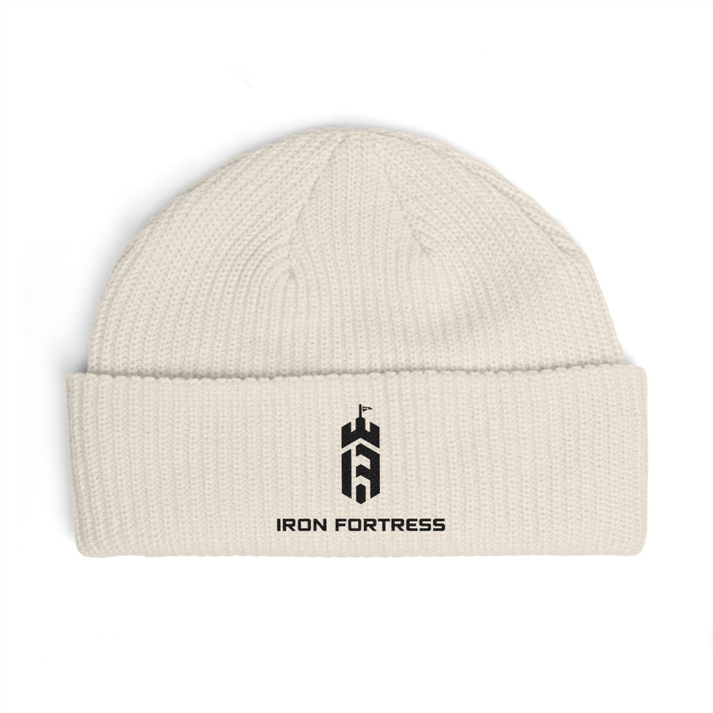 Iron Fortress Cuff Beanie - Black Embroidery