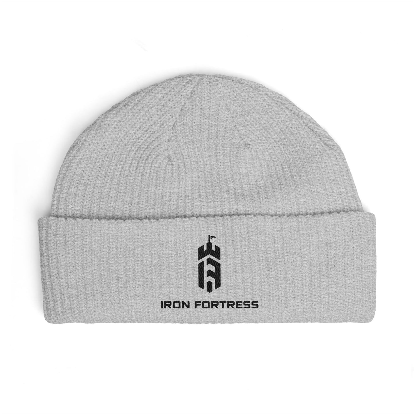 Iron Fortress Cuff Beanie - Black Embroidery