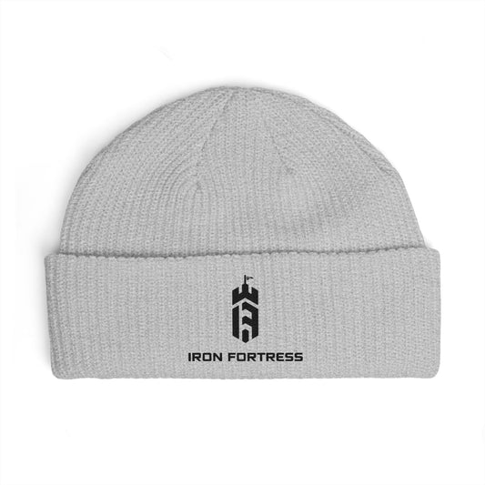 Iron Fortress Cuff Beanie - Black Embroidery