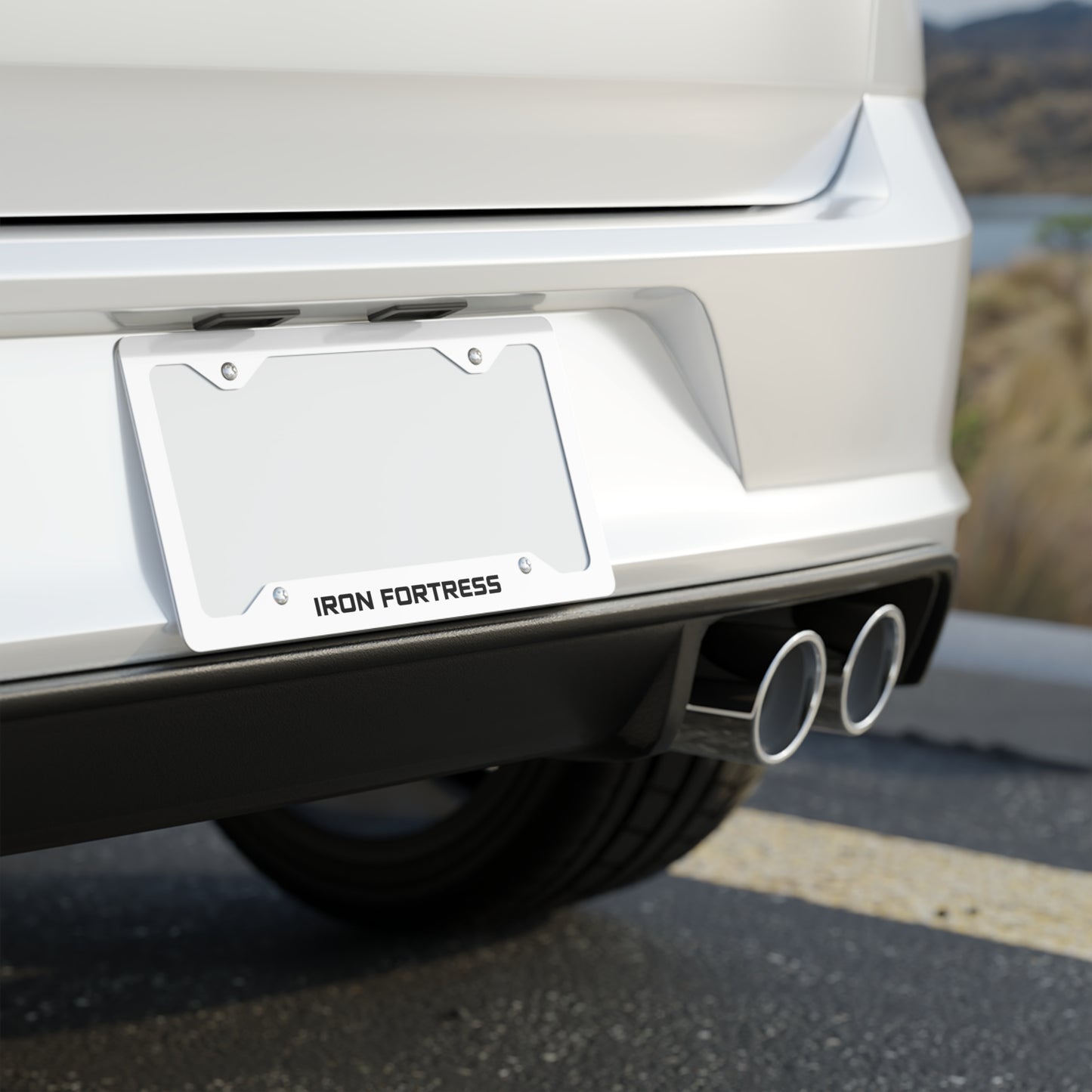Tactical White Metal License Plate Frame